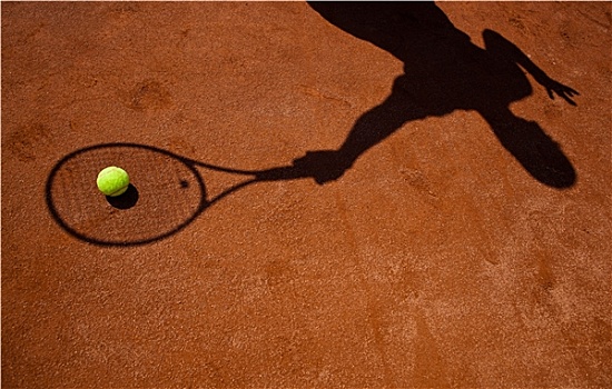 影子,网球手,动作,网球场
