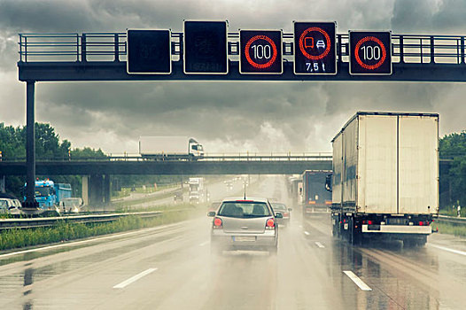 高速公路,雨,下萨克森,德国,欧洲