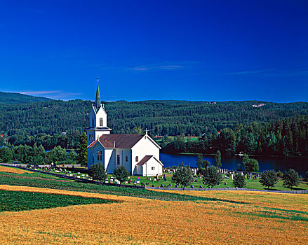 挪威,乡野,教堂,墓地,靠近,奥斯陆