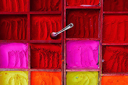 彩色,盒子,粉末,加德满都,尼泊尔,亚洲