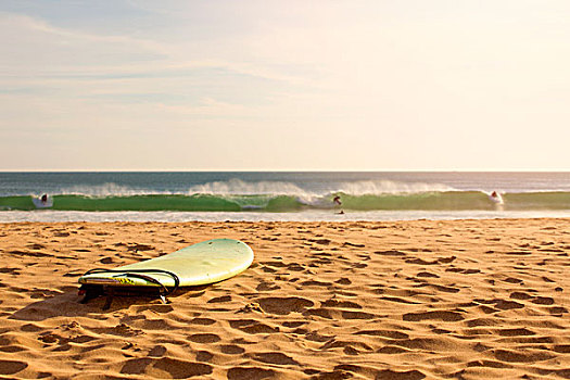 冲浪板,沙子,海滩,日落