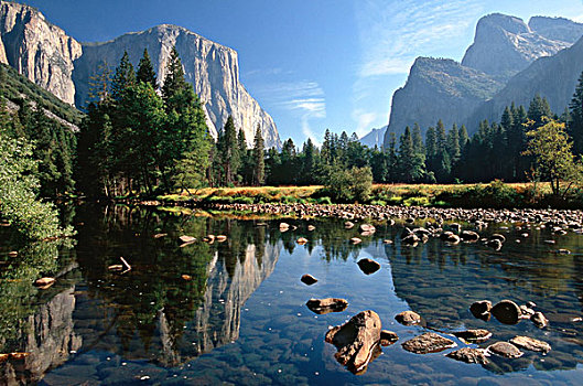 美国,加利福尼亚,优胜美地国家公园,国家公园,船长峰,教堂岩,默塞德河,山谷,风景