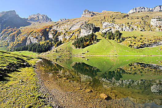 风景,上方,湖,高度,阿彭策尔,瑞士,欧洲