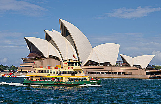 漂亮,特写,著名,悉尼歌剧院,悉尼港,渡轮,新南威尔士,澳大利亚