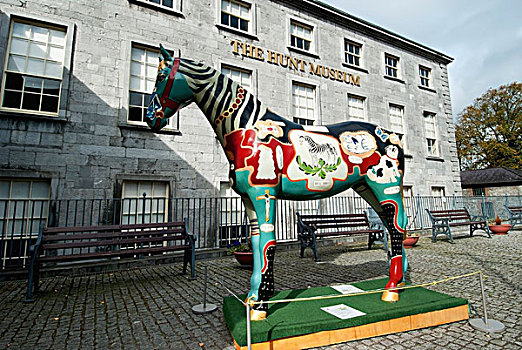 彩色,手绘,马,雕塑,户外,猎捕,博物馆,爱尔兰