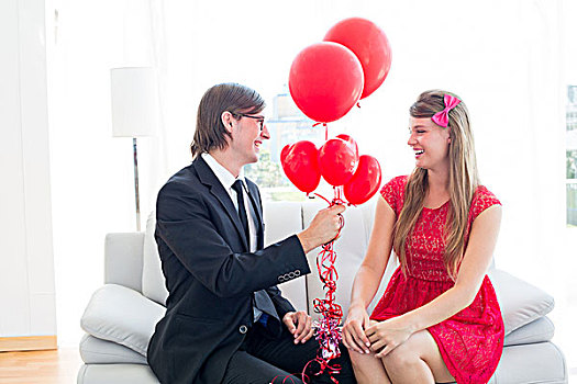 可爱,情侣,红色,气球