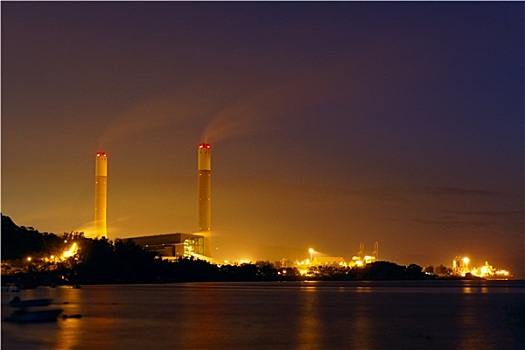 工业,电厂,夜晚,风景