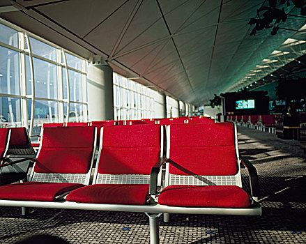 空椅子,大厅,机场,香港,中国