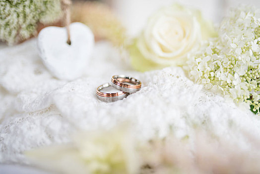 浪漫,静物,戒指,旧式,风格,婚礼