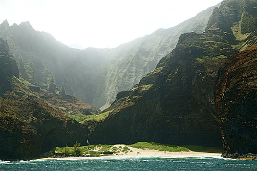 夏威夷,考艾岛,纳帕利海岸,崎岖,悬崖,海洋