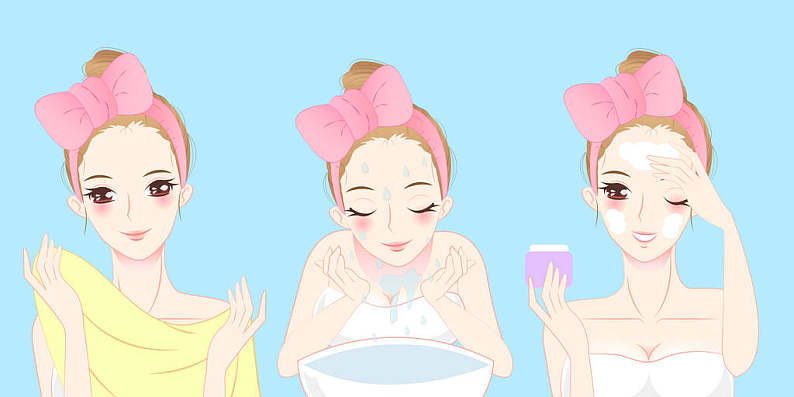 卡通_护肤_女人_洗_脸_高清图片_全景视觉
