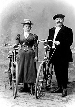 情侣,自行车,20世纪,德国,欧洲