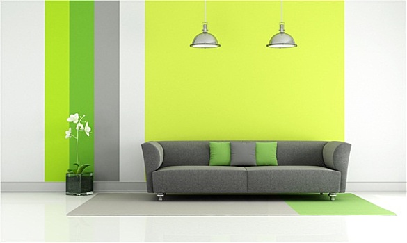 绿色,灰色,客厅