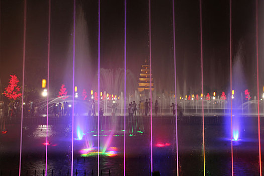 陕西西安大雁塔北广场音乐喷泉