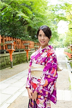 日本人,女人,和服,传统,庙宇