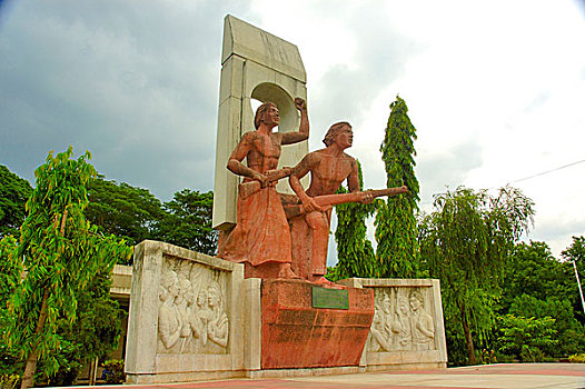 雕塑,大学,校园,历史,移动,孟加拉,六月,2007年
