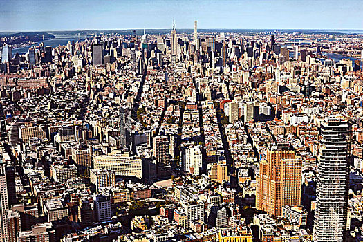 俯拍,城市,一个,国际贸易,观测,纽约,美国