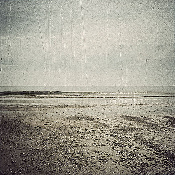 太阳,反射,潮汐,沙滩,鹅卵石,图像,悲伤,德文郡,英国