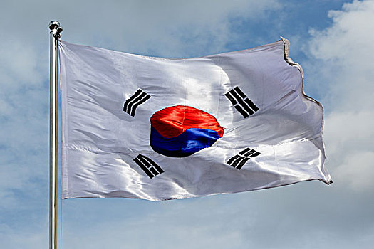 韩国国旗,吹,风,韩国