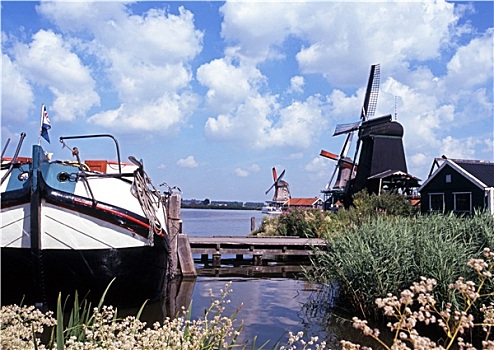 航行,驳船,高兴,船只,河,荷兰