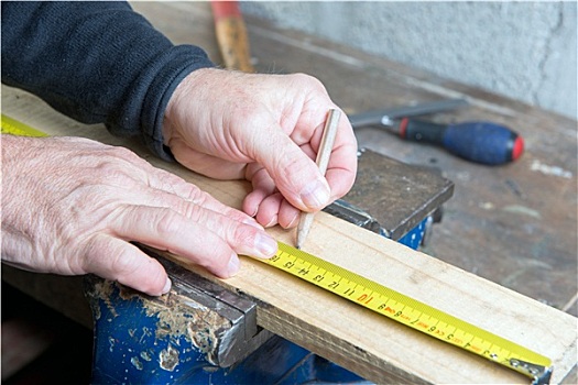 木匠,测量,木板