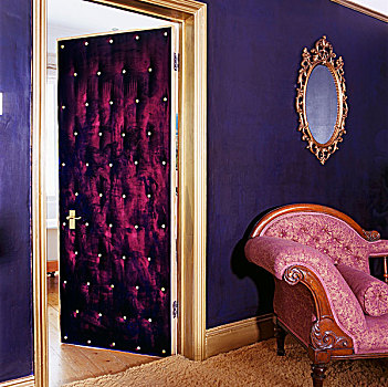 门,色彩斑斓,紫色,组合,墙壁,粉色,躺椅,镜子,软,地毯
