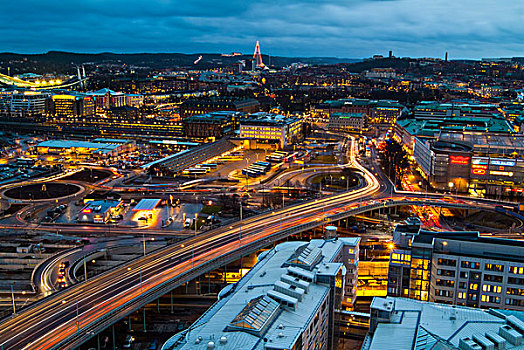 长时间曝光,城市,哥德堡,瑞典