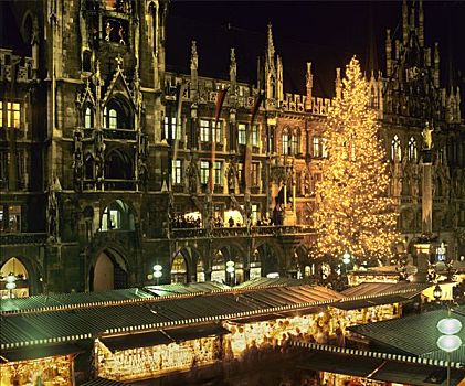 玛利亚广场,圣诞节,游艺,慕尼黑,上巴伐利亚,德国