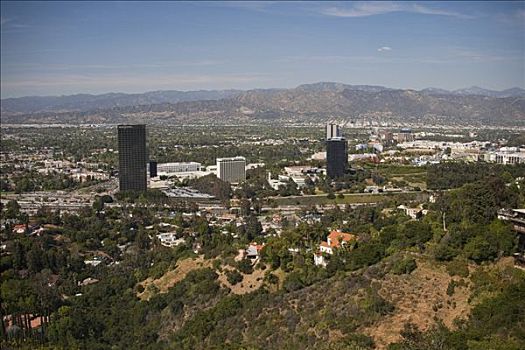俯拍,城市,比弗利山,洛杉矶,加利福尼亚,美国