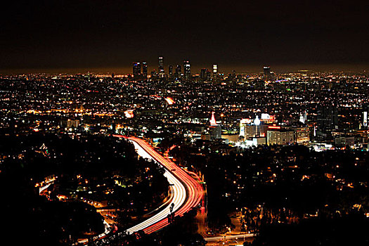 夜晚,好莱坞,洛杉矶,加利福尼亚