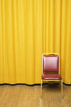 凳子,舞台,黄色,帘