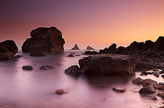 石头,海滩,孤单,牧场,俄勒冈海岸,俄勒冈,美国