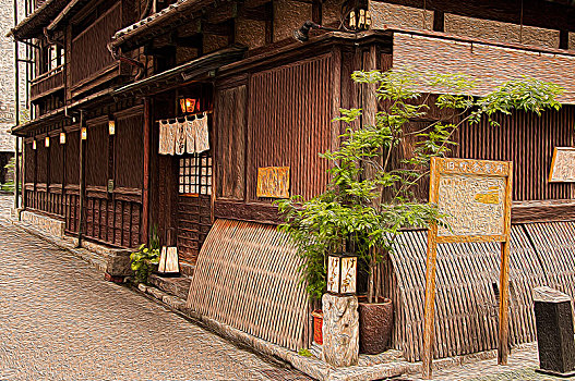 日本东京上野,古老的日本建筑,及宁静优雅的街景