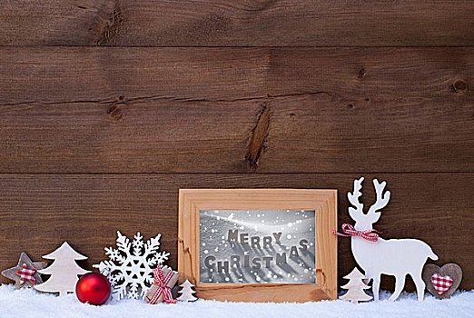木质背景,雪,框,圣诞快乐