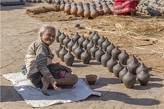 未知,老太太,慈善,十二月,巴克塔普尔,加德满都山谷,尼泊尔