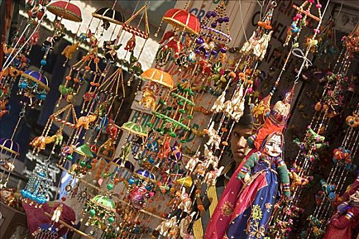 装饰,悬挂,市场货摊,普什卡,拉贾斯坦邦,印度