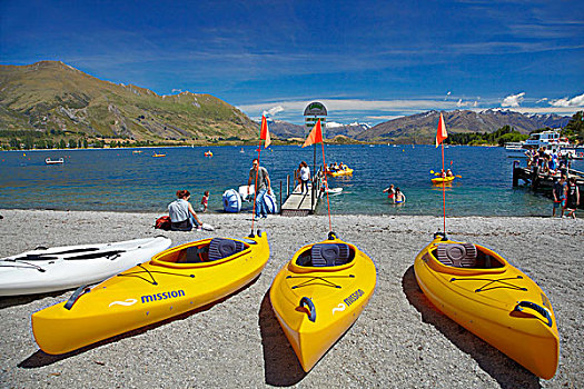皮划艇,瓦纳卡湖,水岸,瓦纳卡,奥塔哥,南岛,新西兰