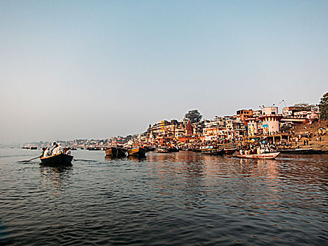 船,河,瓦拉纳西,印度