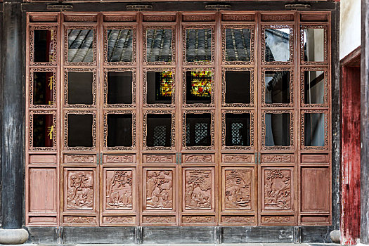 中式实木木雕隔扇门窗