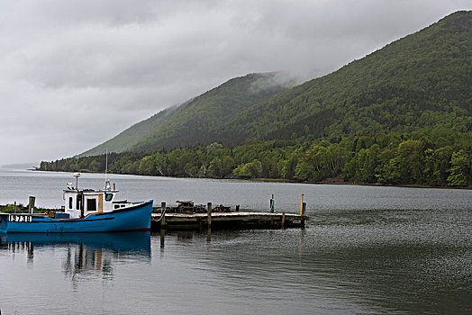 捕鱼,拖船,停泊,码头,布雷顿角岛,新斯科舍省,加拿大