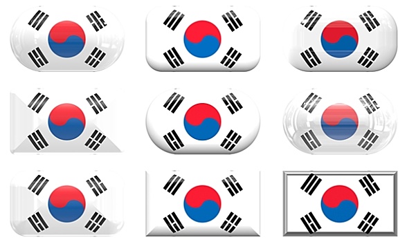 玻璃,扣,旗帜,韩国