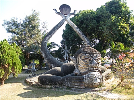 老挝,万象,花园,佛