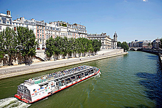 法国,巴黎,旅游,船,赛纳河,河