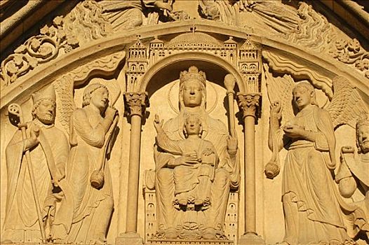 法国,巴黎,大教堂,大门,拱形,门楣,孩子,11世纪