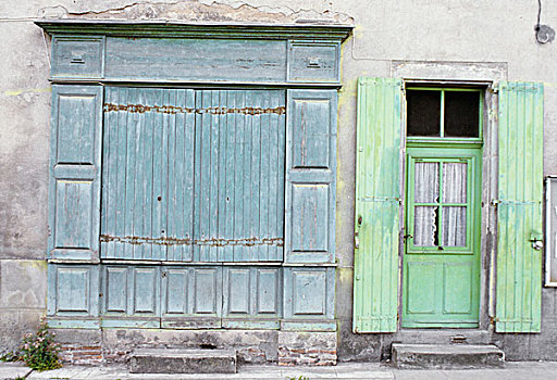 店,软,蓝色,门,百叶窗,淡绿色,传统,涂绘,彩色,铜绿锈