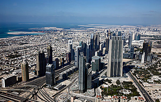 摩天大楼,道路,干道,一个,中心,迪拜,阿联酋,中东