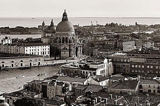 威尼斯,教堂,圣马利亚,行礼,运河,航拍,意大利
