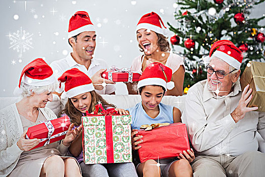 兴奋,家庭,交换,礼物,圣诞节