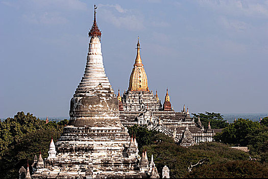 风景,塔,阿南达,庙宇,后面,蒲甘,曼德勒省,缅甸,亚洲