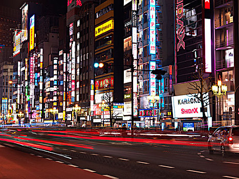 夜晚,城市,风景,街道,新宿,东京,日本,亚洲